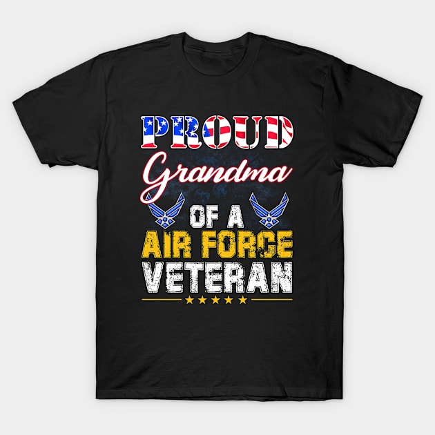 Proud Grandma Of A Air Force Veteran-Vintage American Flag T-Shirt by tranhuyen32